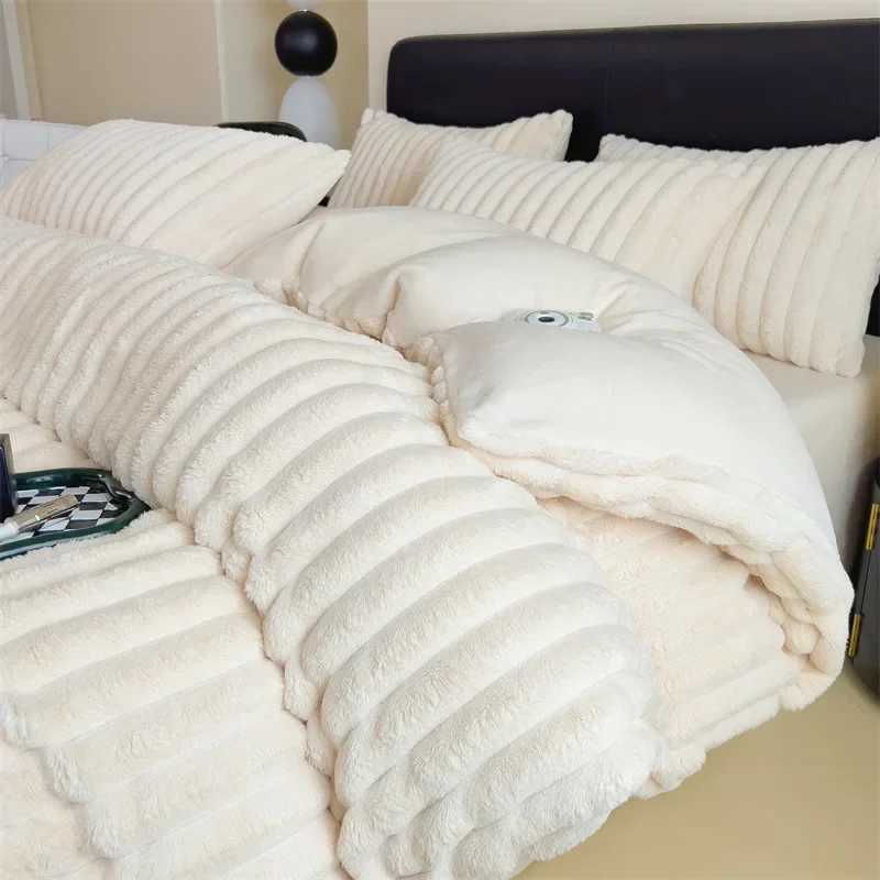 Winter Warm Plush Duvet Cover Set with Bedsheets case 4pcs Couple Quilt Cover Bedspread Velvet Double Bed Bedding SetC250122