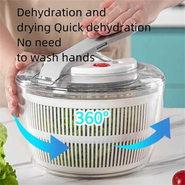 Fruit Vegetable Tools Salad Spinner With Colander Storage Lid Bowl Multi-Use Vegetable Dryer Fruit Washing Bowl Pasta And Fries Spinner Kitc