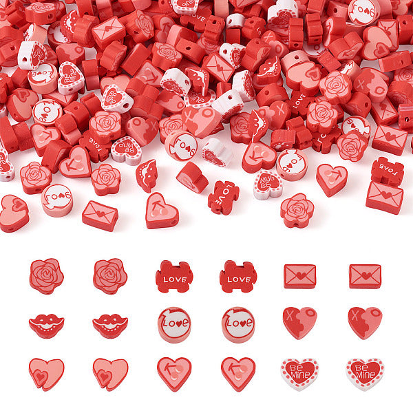 Valentine's Day Theme Handmade Polymer Clay Beads