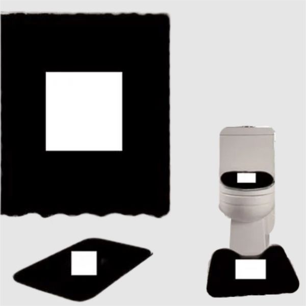 Classic Pattern Letter Shower Curtain Set Toilet Seat Toilet Cover Floor Mat Bathroom Non Slip Mat Set