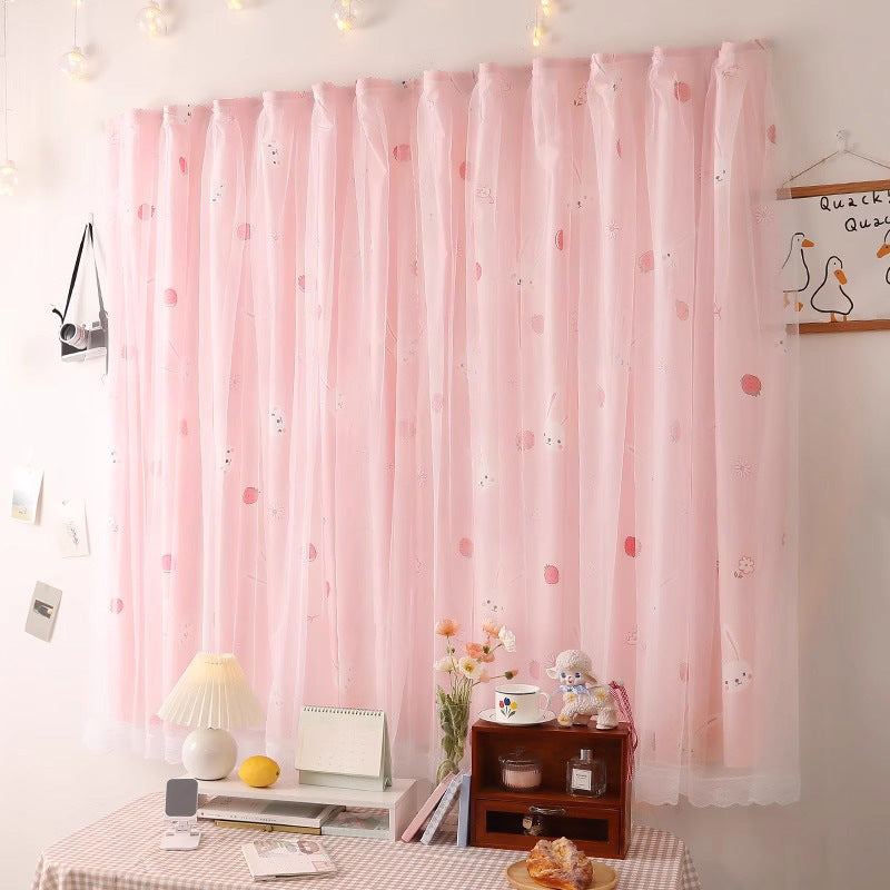 YL-36067 Velcro curtain bedroom bay window no need to punch holes for installation simple self-adhesive blackout curtain finished product