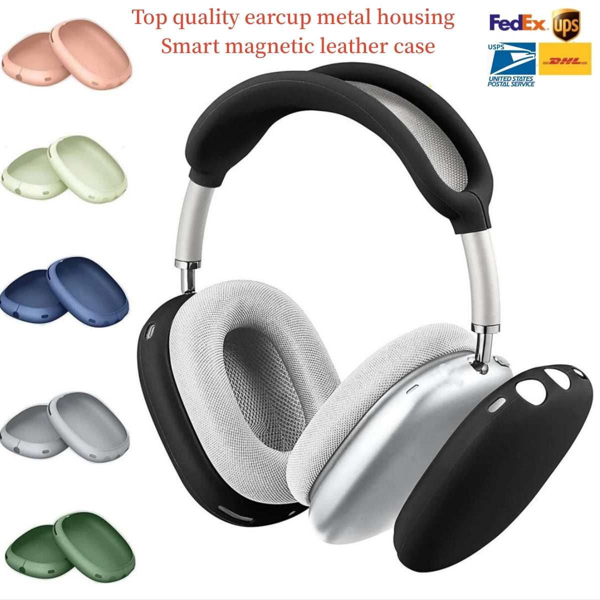 For Max Headphone Accessories airpod Wireless Earphone max headphone Silicone Anti-drop Protective Smart Case Top quality metal casing