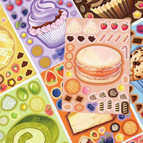 8 dessert collages fun DIY phone cases, hand account books, refrigerators, water bottles decoration, waterproof stickers