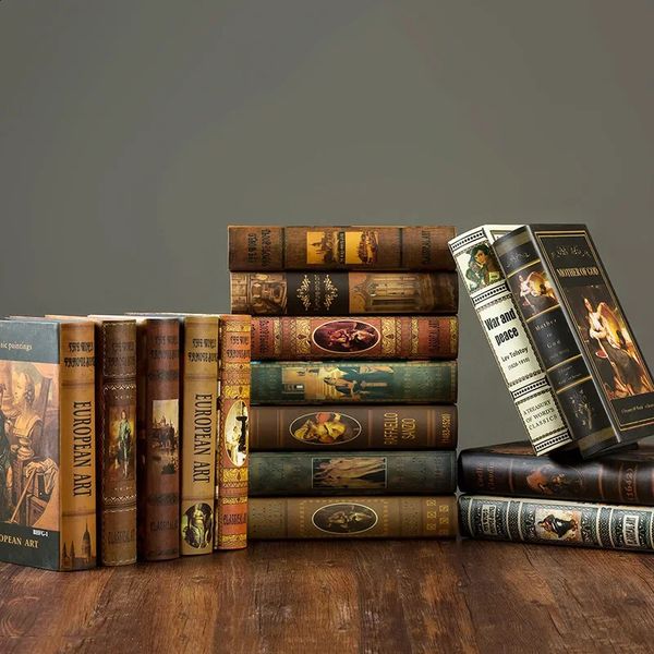 5pcs European Retro Book Study Prop Books Decoration Living Room Cabinet Simulation Books Accessories Gift Home Decor Model 240913