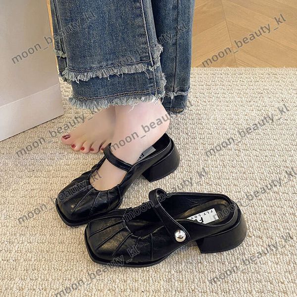 designer high heels French haute couture silver hooded half slippers for women&#039;s outerwear 2024 spring-summer new lazy person one foot
