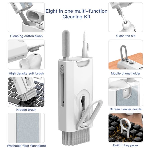 8 In 1 Keyboard Cleaning Kit Earphones Cleaner Brush For AirPods Computer Tablet Laptop TV Screen Mobile Phone Cleaning Tools Cleaning Tools