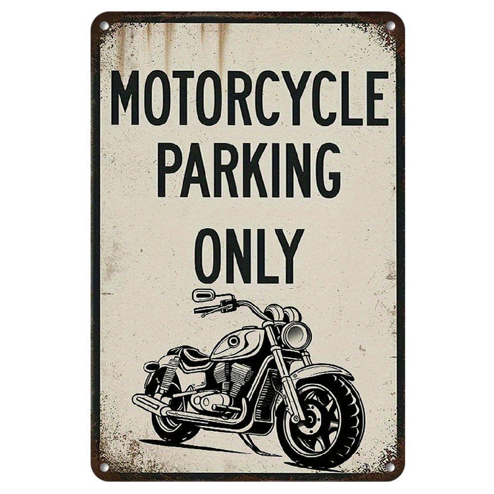 TEMU Motrocycle Parking Only Garage Metal Sign Outdoor Plaque Decor, Home Decor, Wall Signs Retro Vintage, Decor Cafe Wall Decor Art Gifts For Man