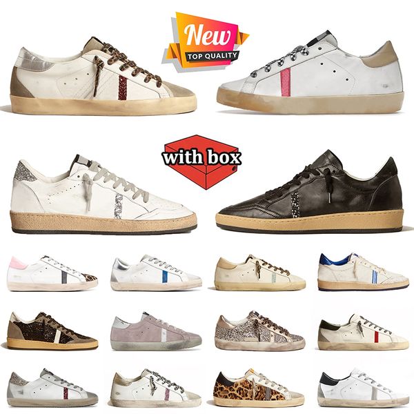 With Box Luxury Leather Ball Star Designer Casual Running Shoes Vintage Platform Sneakers Womens Mens Black White Pink Silver Glitter dhgate