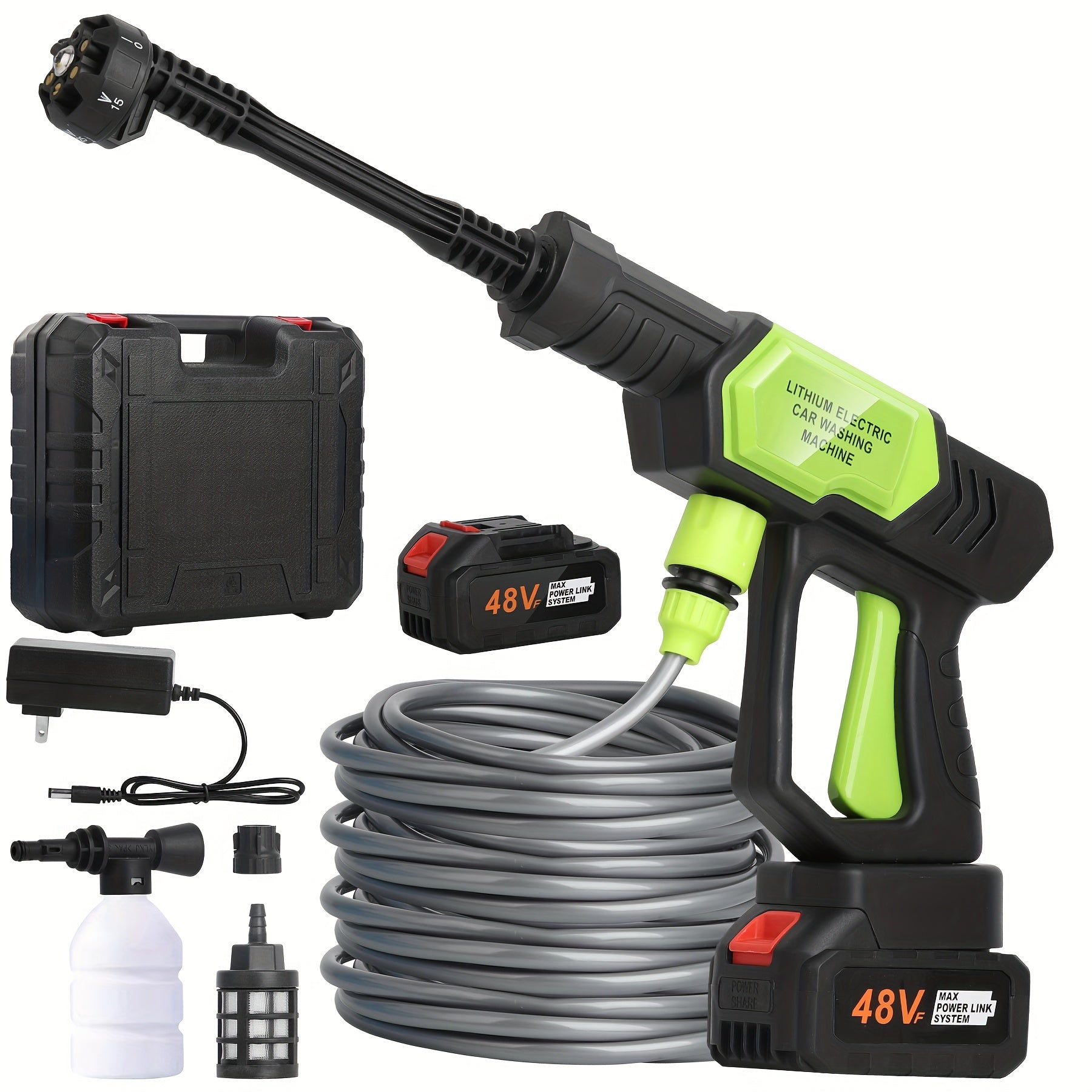 TEMU 48v Cordless Pressure Washer With 6-in-1 Nozzle & Bucket - 40min , Portable For Cars, Patios, Gardens, And Outdoor Cleaning, Garden Cleaning