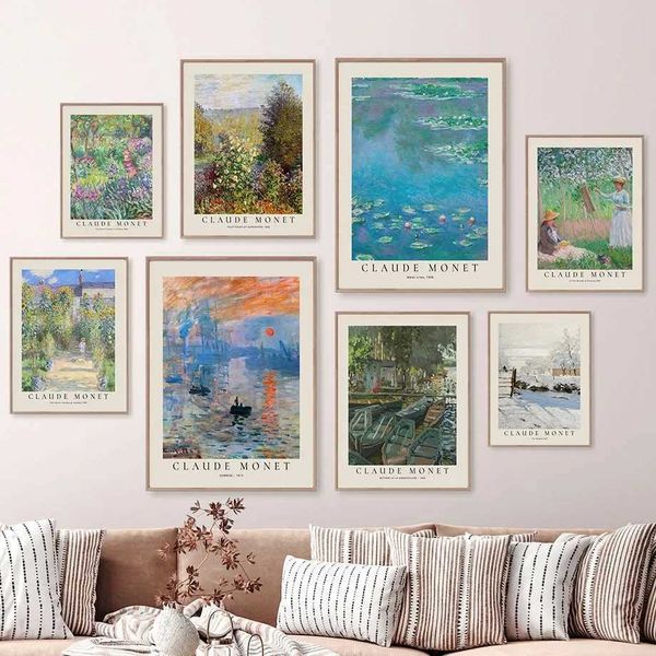 Scandinavian ic Vintage Wall Art Claude Monet Abstract HD Canvas Poster Prints Home Bedroom Living Room DecorationC250206