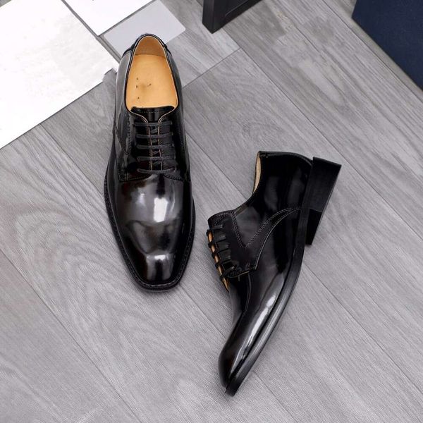 Fashionable suit men&#039;s genuine with glossy surface, high-end groom&#039;s wedding shoes, business dress leather shoes ddmyOct
