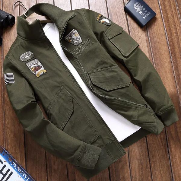 Men Military Windbreaker Casual Army Pilot Coat Autumn Spring Baseball Jacket Bomber Cargo Jacket Outerwear Coats Clothing 240815