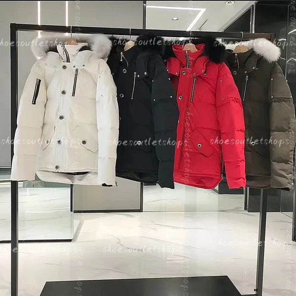Down jacket men&#039;s fur collar parka winter waterproof white duck coat cloak fashion men and women couples moose casual version warm jack