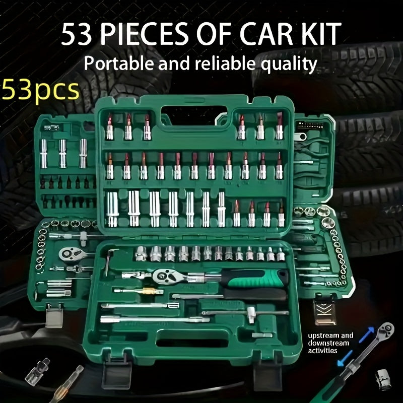 TEMU 216&53&46pcs Tool Kit - Premium Ratchet Torque Wrench & Diverse Screwdriver Set - Ultra-portable, Solution For Car, Bike, & Motorcycle