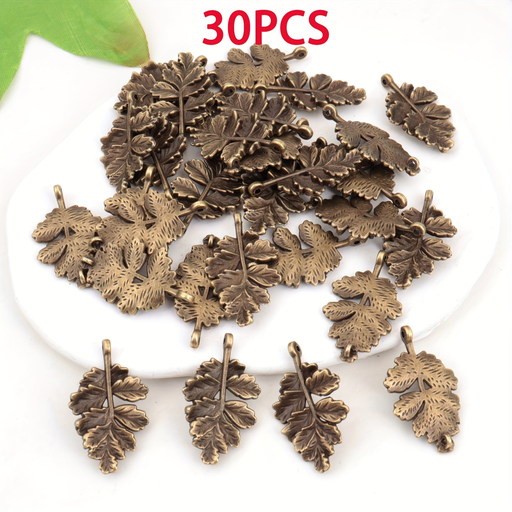 TEMU 10-30pcs Vintage Fern Halloween Maple Alloy Pendants, Autumn Winter Scene Decor Jewelry Diy Charm For Earrings Bracelets Necklace Charms Making,