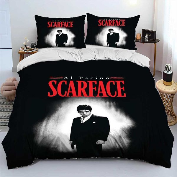 Movie Scarface Tony 3D Printing Comforter SetDuvet Bed Quilt Cover PillowcaseKing Queen Size Bedding Set Kid Y240730