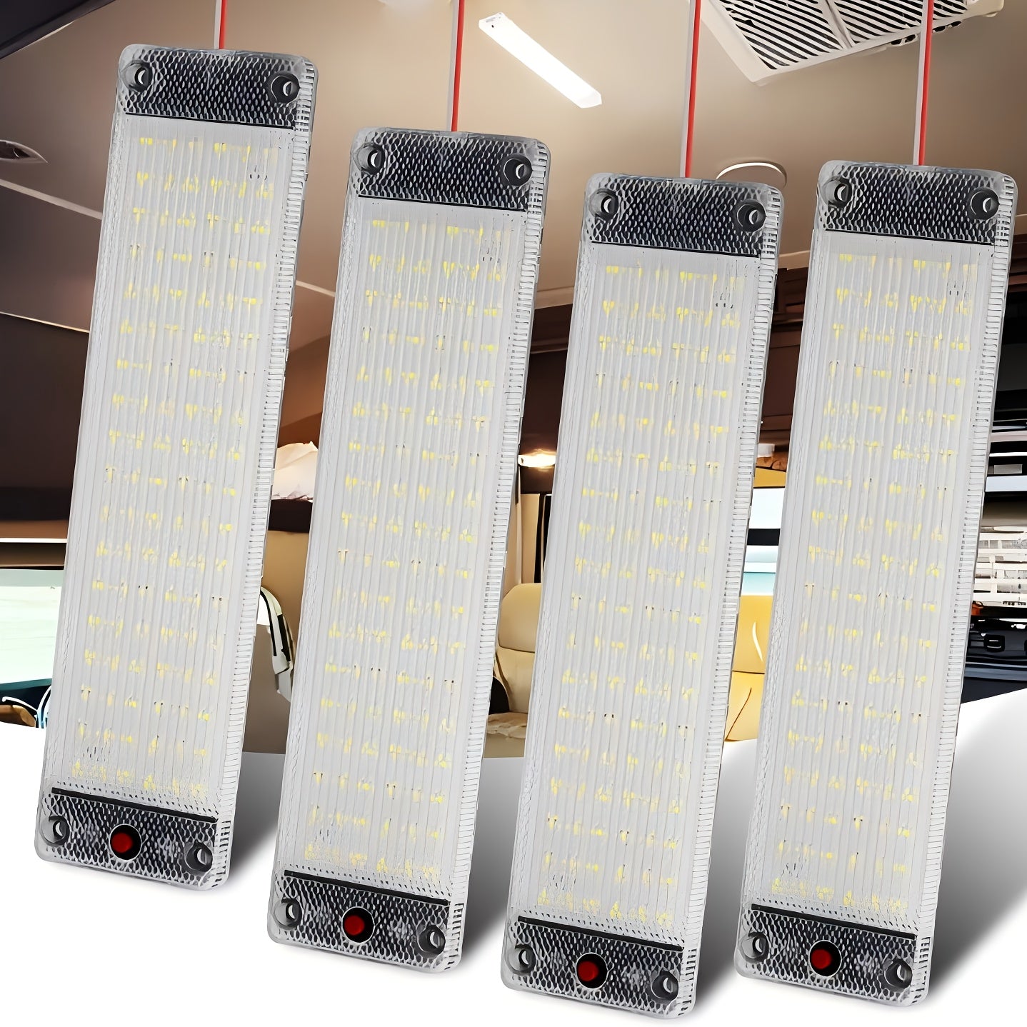 TEMU 4 Pcs12v Led Rv Ceiling Dome Light Led Interior Lighting For Trailer Rv, 108 High Light Led Beads, The Uniform And Soft, For , Motorhomes, Cars,