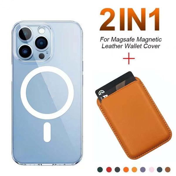 2025 New 2-in-1 Magsafe Magnetic Wireless Charging Case Suitable For Iphone 13 12 14 15 Pro MAX Designer Mini Leather Wallet Card Holder Acc