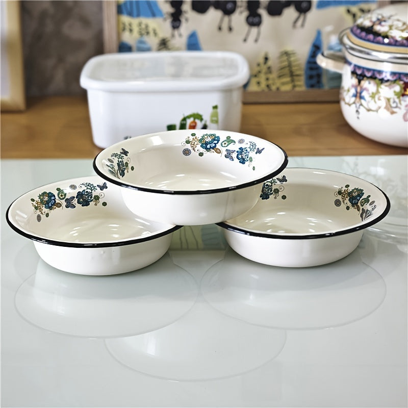 TEMU 3pcs Set Vintage Bowls - Thick, Scratch-resistant Soup & Noodle Serving Dishes For Kitchen And Dining