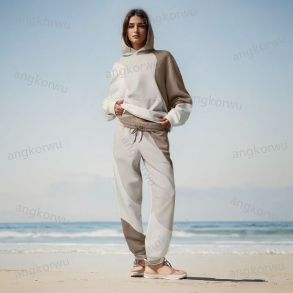 A Designer Yoga Set Hoodies Jogger Sweatpants Womens Color Blocked Tracksuit Lounge-to-street Weekend City Relaxed-fit Sweatshirts Sports Dr