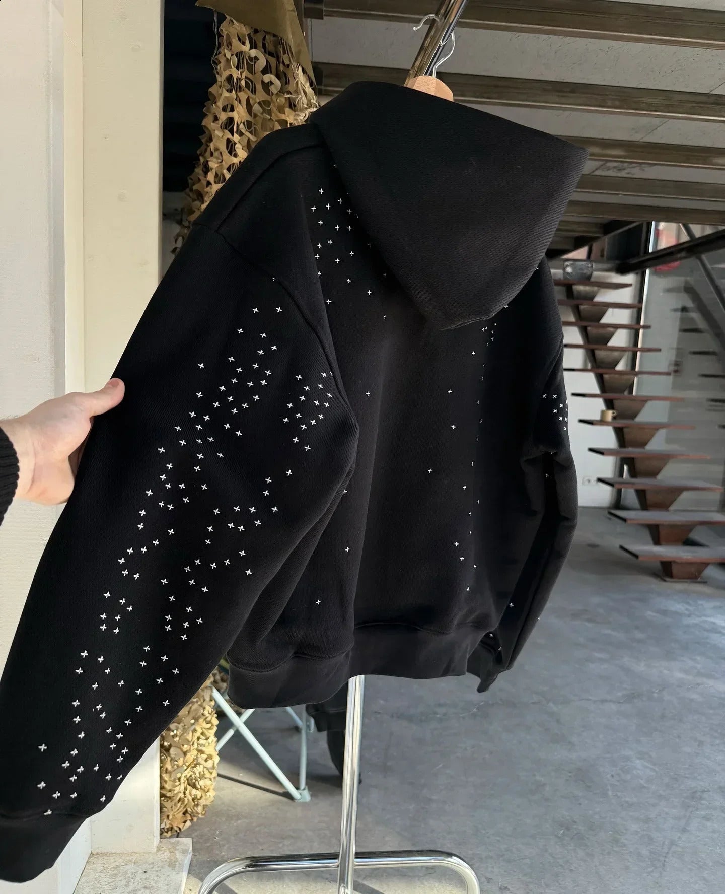 Korean loose rhinestone decal retro zipper hoodie y2k Harajuku casual solid color sports street couple cardigan jacket 250811