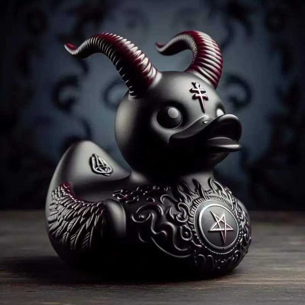 New Duck Statue Gothic Sculpture Punk Animal Figurine Resin Desk Decoration Collectible Figurines Satan Duck Tabletop OrnamentsB240710B24070