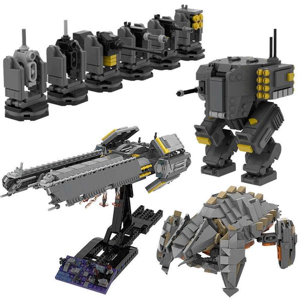 MOC Popar Games Helldivers 2 Super Destroyer Model Building Blocks EX-45 Patriot Exosuit Bricks Charger Monster Assemble Toys Z250208