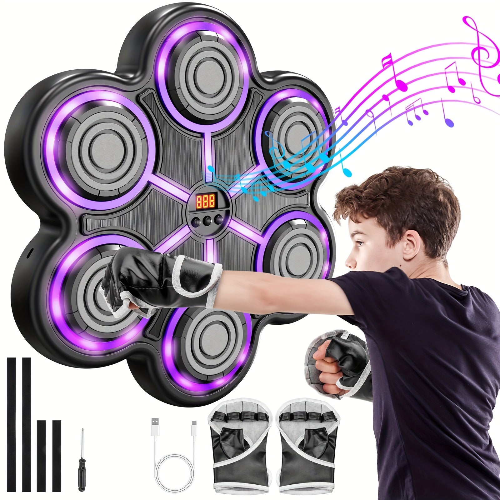 TEMU Upgrade Boxing Machine For Adults, Boxing Machine With Boxing Gloves, Wall Mounted Boxing Trainer, Electronic Boxing Fitness Equipment For Home,