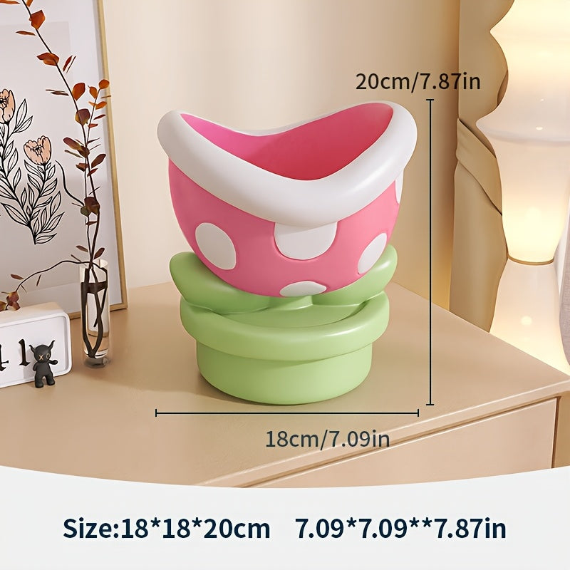 TEMU 1pc Resin Flower Vase, Flower-shaped Design, Vibrant And Cute, Adds Fun Atmosphere To Space. Can Hold Artificial Flowers For Home Decor; Serves