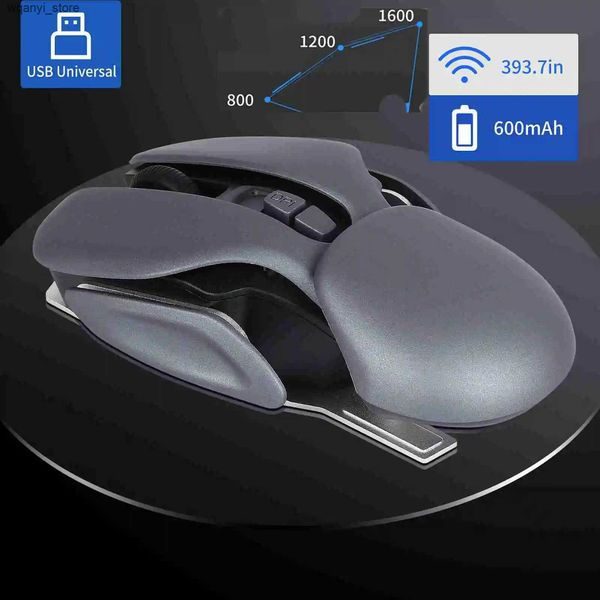 Mice New Rechargeable 2.4G Wireless Mouse Ergonomic 1600DPI Gamer Mice USB Optical Cool Metal Gaming Mouse For Laptop PC Computer L240910