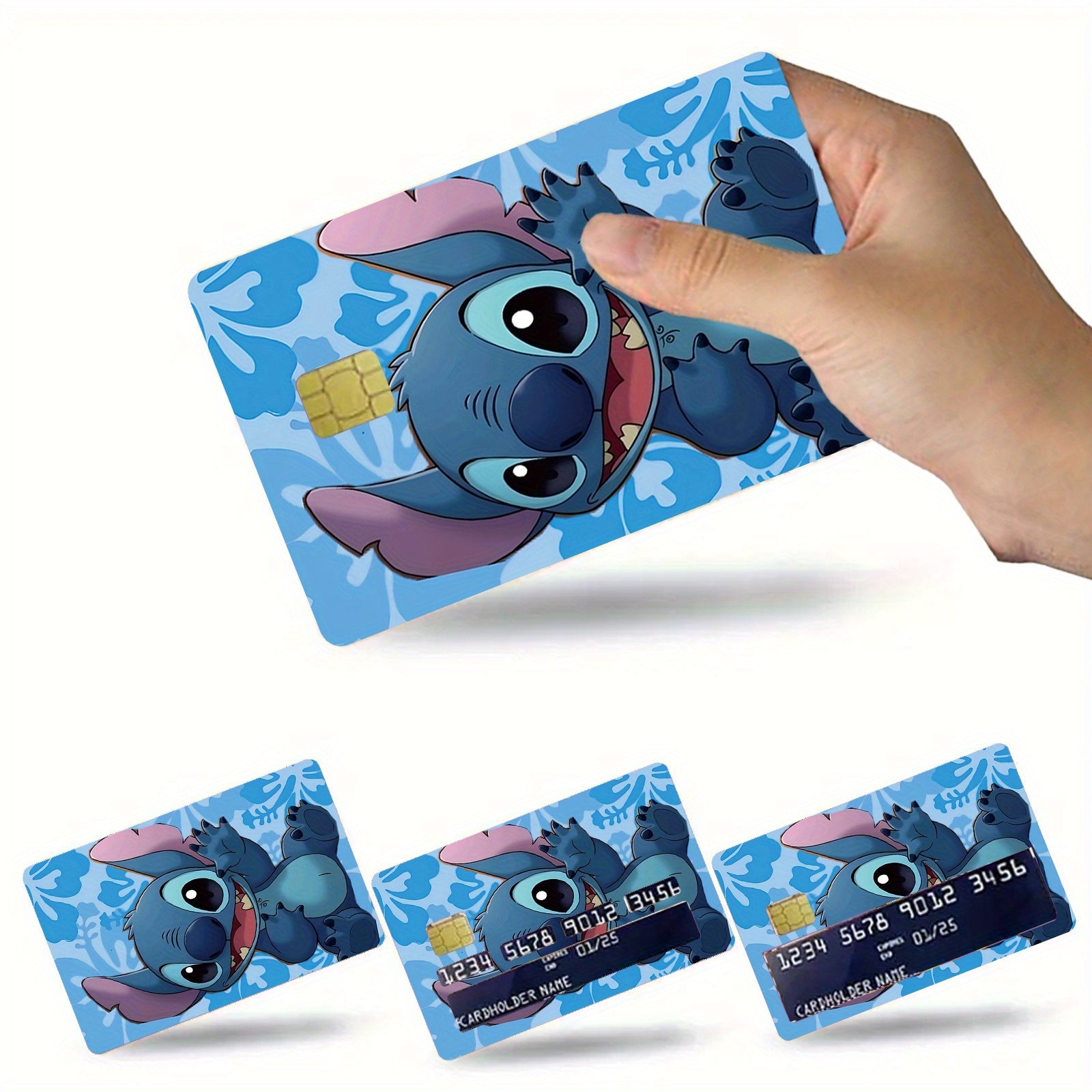 TEMU 1 Set Of 4 Stitch Mini Chip Credit Card Bank Card Skins, Mouse Boyfriend Gift, High Quality Scratch-resistant Matte Pvc Self-adhesive Film, 4