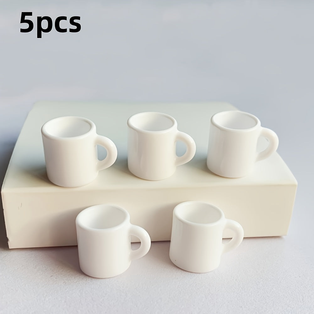 TEMU 10pcs Miniature White Resin Coffee Cup Hanger, Cute Abs Polyresin Cup Suitable For Dollhouse And Microlandscape Decoration