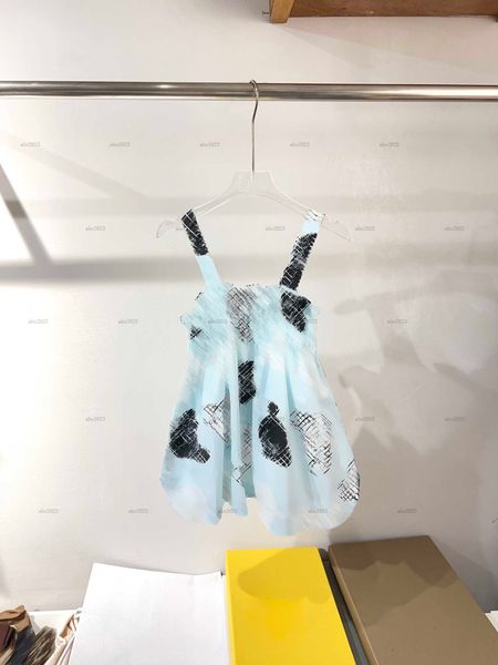 Classics lapel girls skirt summer Sleeveless design Princess dress kids designer clothes Doll bear print baby partydress