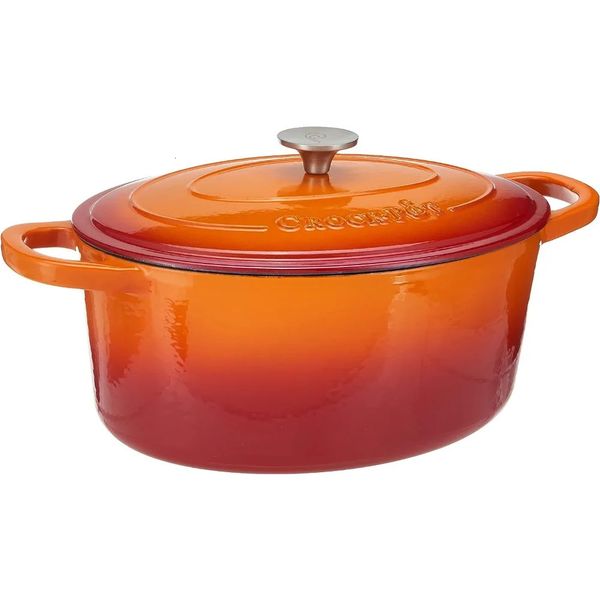 Orange Enamel Cast Iron Dutch Oven Pot with Dual Handle Lid - 2024 Kitchen Cookware