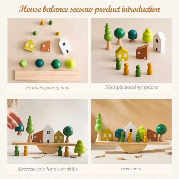 Classificando brinquedos de empilhamento de nidificação de madeira Baby Balance Balanço Toys Breking Blocks Games Montessori Gifts Educacion