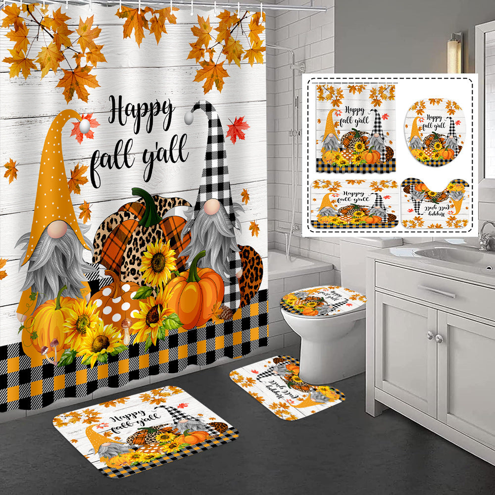 YL-37432 3D HD digital printing polyester waterproof and mildew-proof shower curtain set