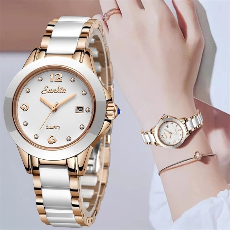 Wristwatches Fashion Women Watch Rose Gold Ladies Bracelet Watches Girl Reloj Mujer Creative Waterproof Date Clock Woman 230727