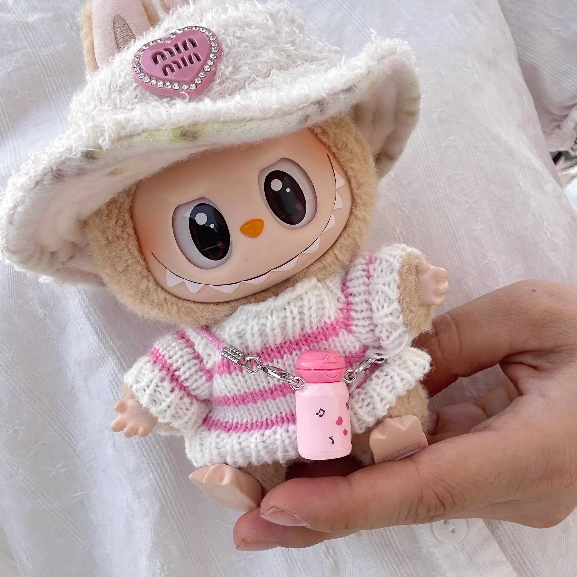 17cm Labubu I II Idol Dolls Cute Mini Plush DollS Clothes Korea Kpop Exo Idol Dolls Overalls Clothing DIY Accessories Gifts W250301