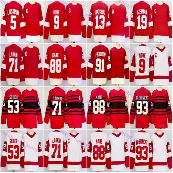New Styles Nicklas Lidstrom Hockey Jersey Patrick Kane Sergei Fedoro Moritz Seider Alex DeBrincat Steve Yzerman Pavel Datsyuk Gordie White R