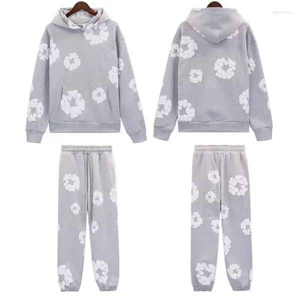 Hells Hooded Men's Tracksuits 2024 Marca de moda Hoodie Conjunto Kapok Feet Trend e Sportswear Flower Stylesuit Sweetspants FB5