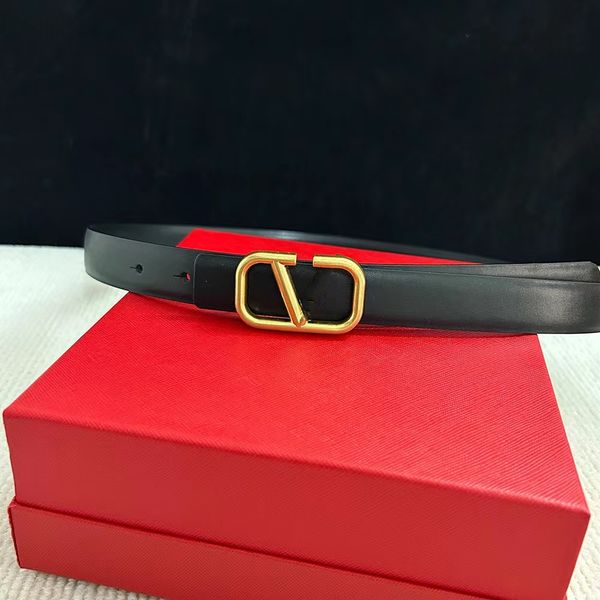 Women&#039;s Designer Men&#039;s Standard Length Gold lettering Fine Leather Belt Fashion Classic Pure