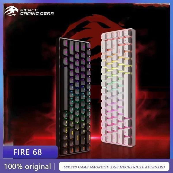 MAT CATZ Fire68 Gaming magnetic axis keyboard wired 68keys meijia lion fire68 8KHZ RGB light OEM PBT keycap ABS CNC peripheralCL240709