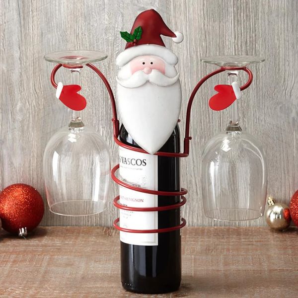1pcs Christmas Wine Bottle Glass Holders Xmas Themed Decoration 3 Types Optional Racks for Bar Cellar Cabinet 241203