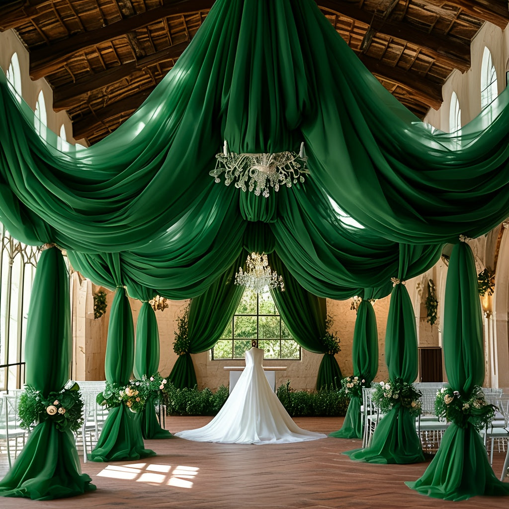 TEMU Elegant Chiffon Wedding Arch Draping Fabric - Romantic Polyester Curtain For Outdoor Birthdays, Engagements, Valentine’s Day, And Weddings - A