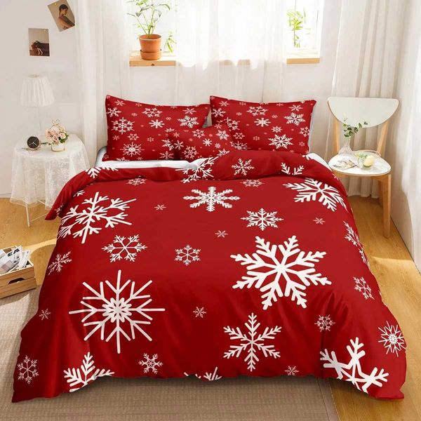 Bedding sets Red Christmas Down Duvet Cover Bedding Snowflake Down Duvet Cover White Snowflake Microfiber Bedding T241125