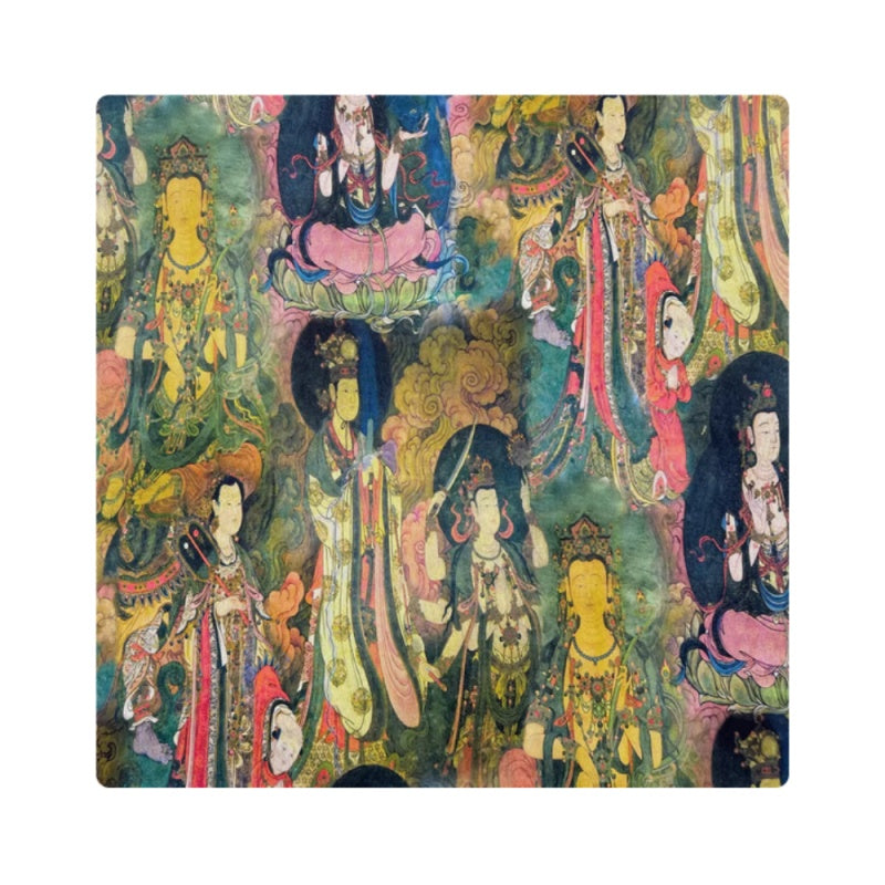 Pure Cotton Plain Weave Fabric, Retro Dharma Sea Temple Dunhuang Murals Print, Handmade Background Wall Curtain Material, M146