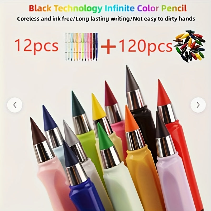 TEMU 132pcs Artpro Colored Pencils Set, 0.5mm Hb, Non-ink Watercolor Pencils With 120 Replacement Tips, Plastic, Ideal For Drawing & Art, Students,