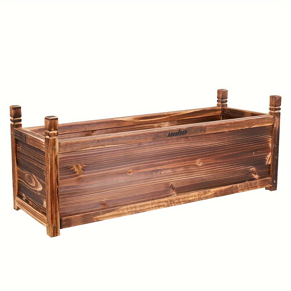 TEMU Wooden Rectangular Planter Box Raised Garden Yard Patio Flower Vegetable Planter Bed Indoors Outdoors