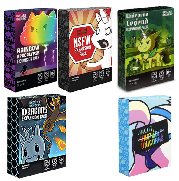 NEW Unstable Board Game Adventure Strategic Card Game Expansion Packs Contains NSFW Expansion + Dragon + Legend + Uncut + Rainbow Pack (5 pa