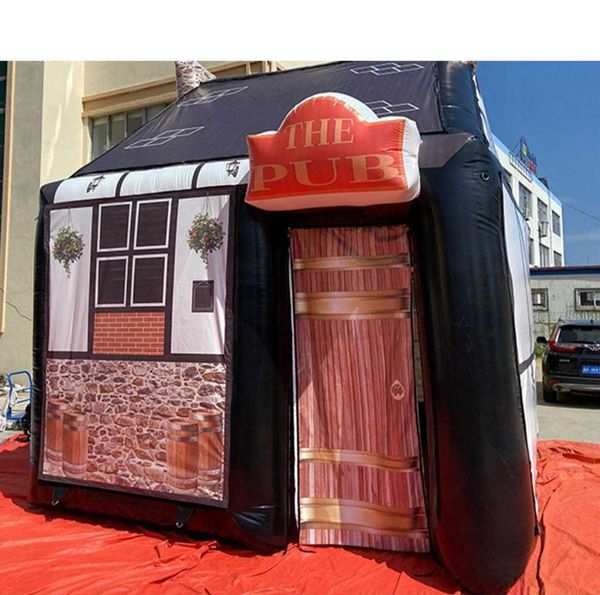 4-5-6m New arrival inflatable pub with chimney movable house tent inflatables party bar for outdoor entertainment